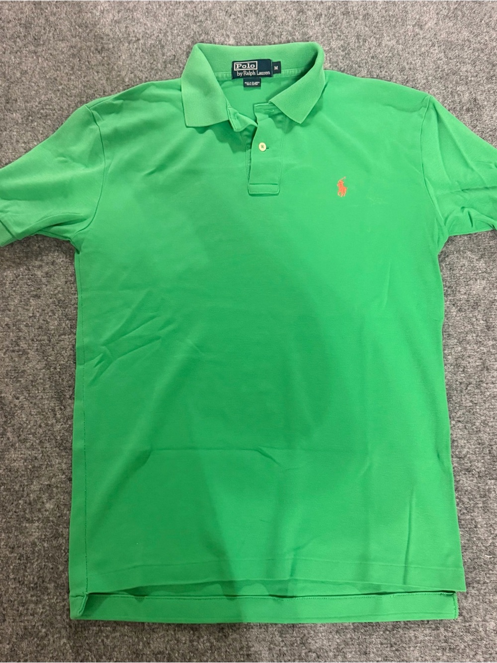 Ralph Lauren Men's Bright Green Polo with Orange Pony